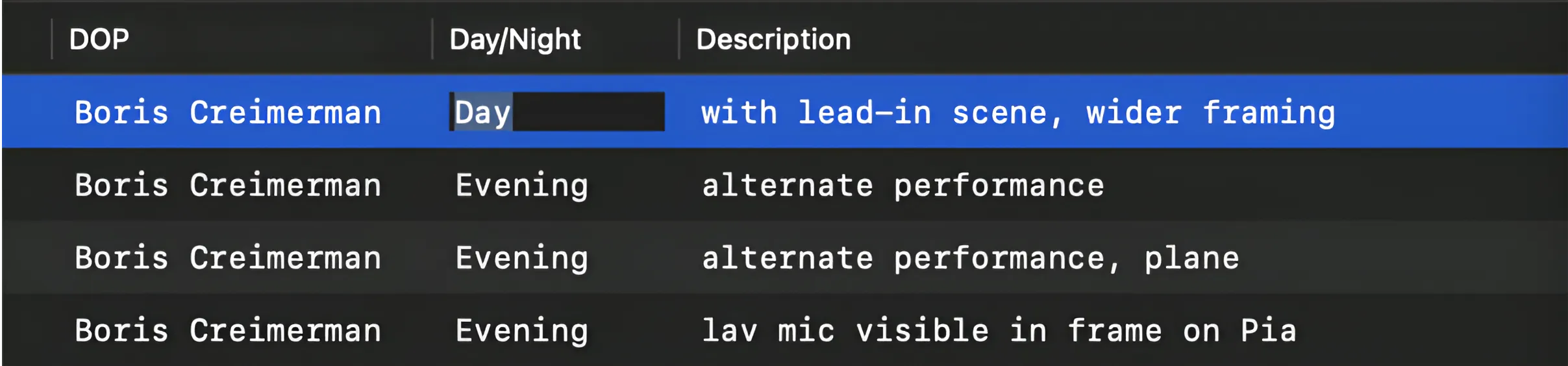 Screenshot: Multi-row selection