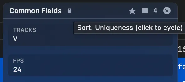 Selection inspector with multiple rows