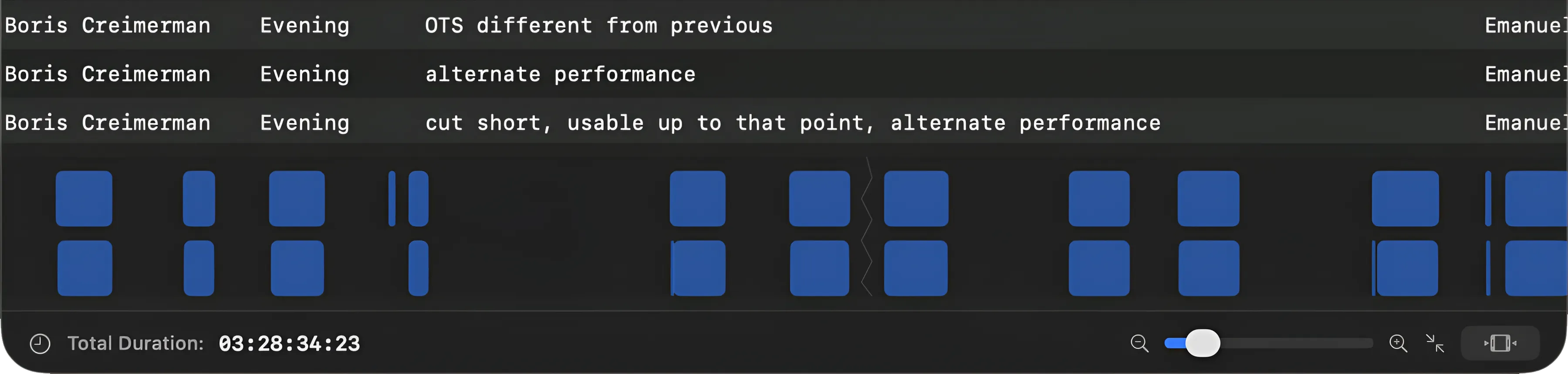 Screenshot: Timeline visualization