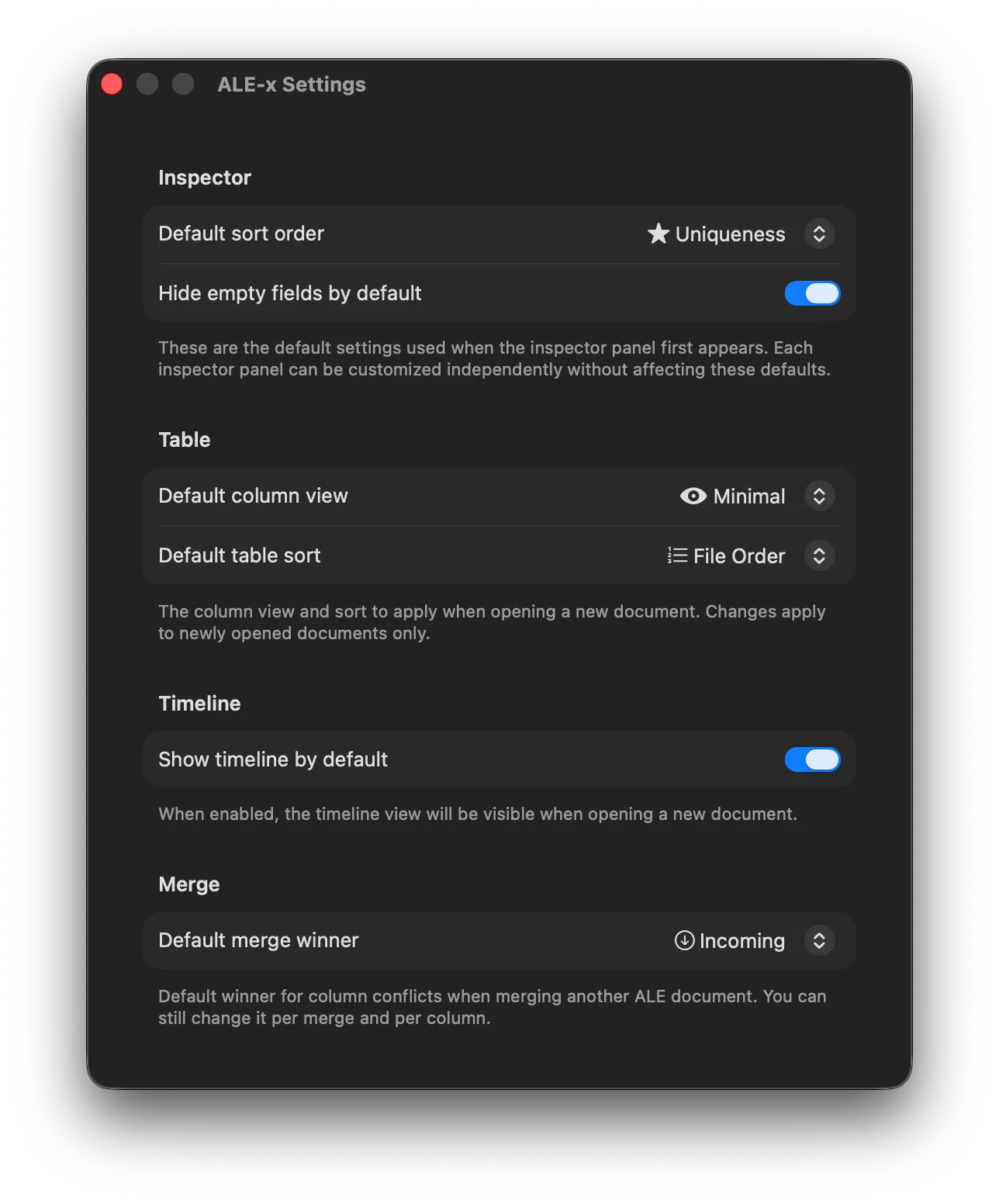 Screenshot: Settings dialog